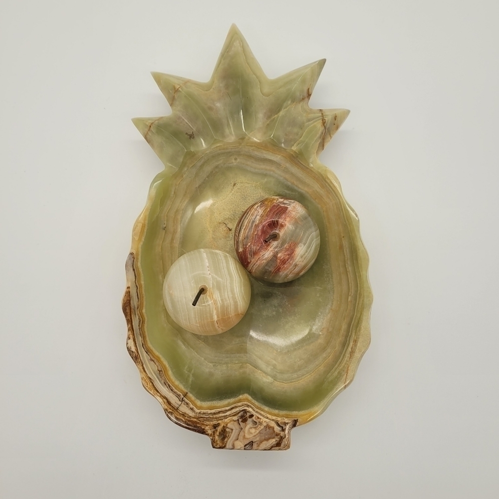 Rare Marble Pineapple Dish with 2 Marble Apples